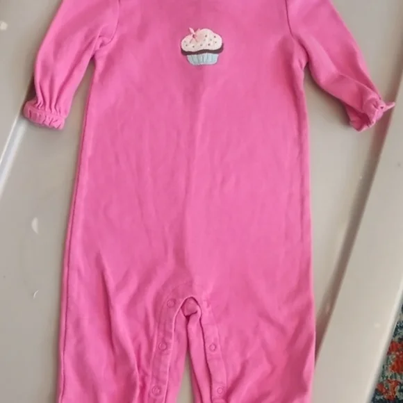 Gymboree Hot Pink Cupcake Footed One-Piece - Picture 1 of 1